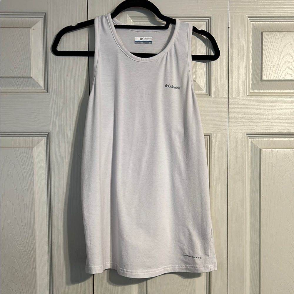 COLUMBIA Omni Shade Small White Athletic Tank Top Moisture-Wicking Racerback